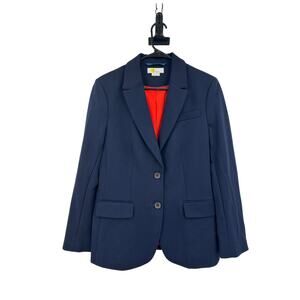 Boden Womens 10R Blazer Navy Lined Two Buttons Classic Office